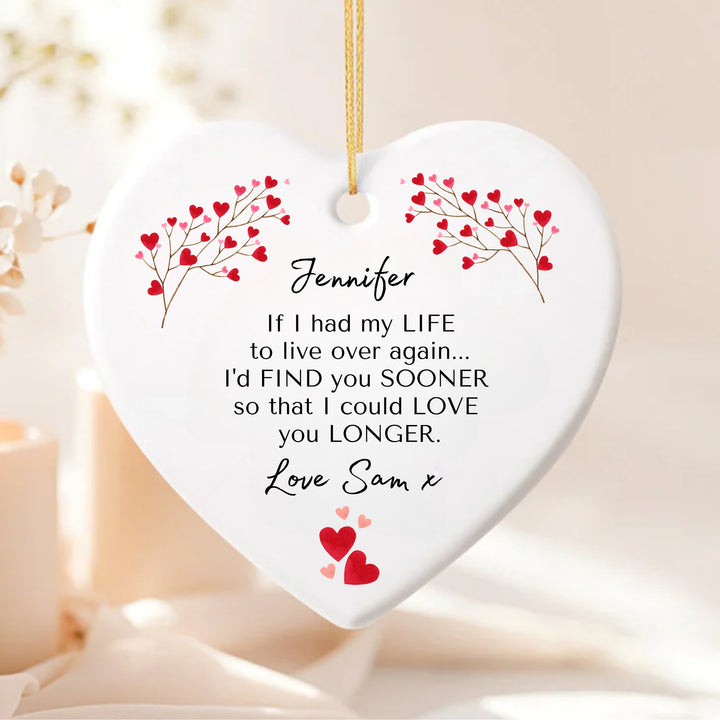 Love You Longer Heart Ceramic Hanging Ornament