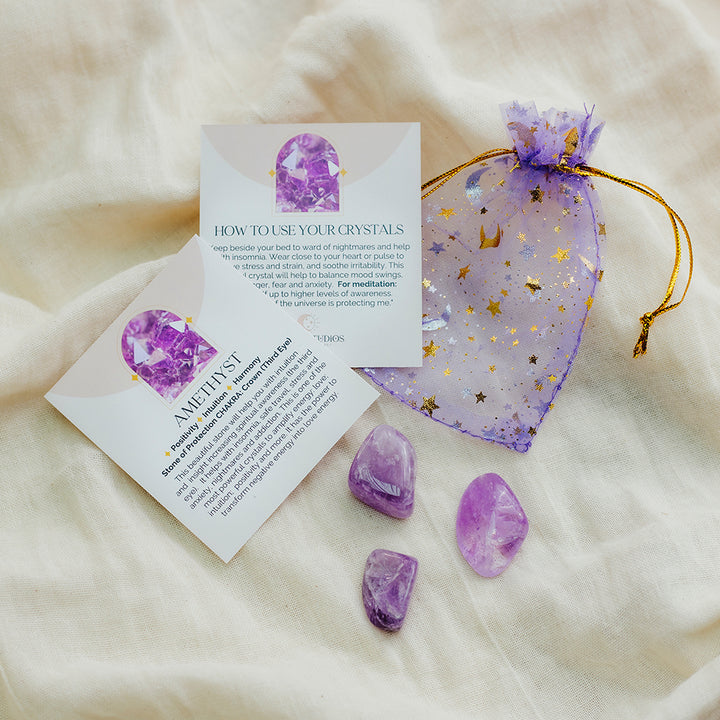 Positivity Gift Box with Affirmation Card and Amethyst Crystals - Motivational Coaster & Candle Set