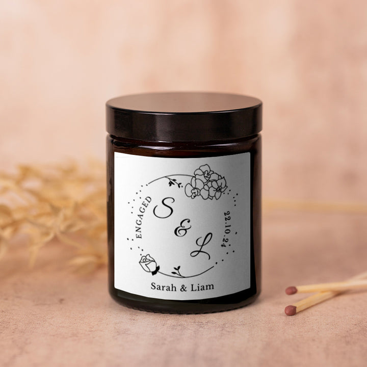 Personalised Engagement Candle Gift with Initials