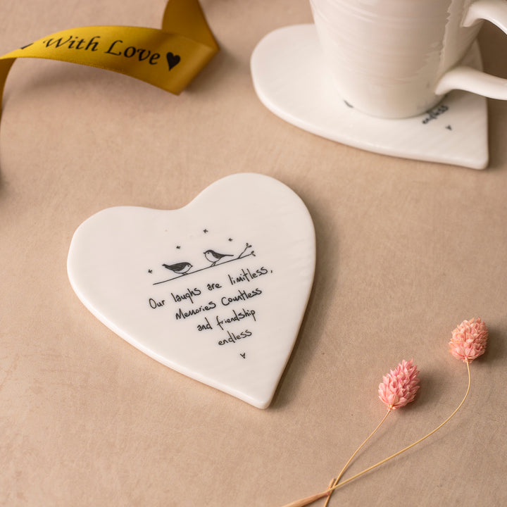 Personalised Birthday Gift Box for Best Friend - Scented Candle and Heart Coaster Set - Laughs Memories and Friendship