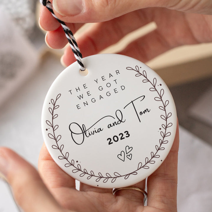 Personalised Engagement Ceramic Keepsake with Couple's Names and Year