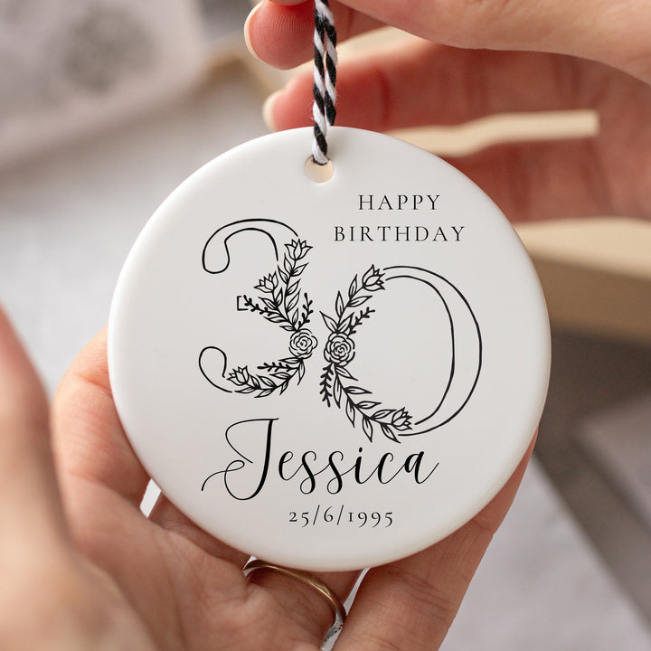 Personalised 30th Birthday Ceramic Keepsake with Birth Date and Name