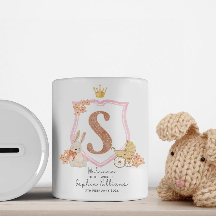 Personalised Christening Money Box for Baby Girl's Christening Gift