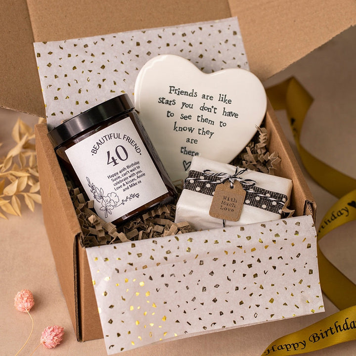 Beautiful Friend Gift Box - Scented Candle & Heart Coaster Set