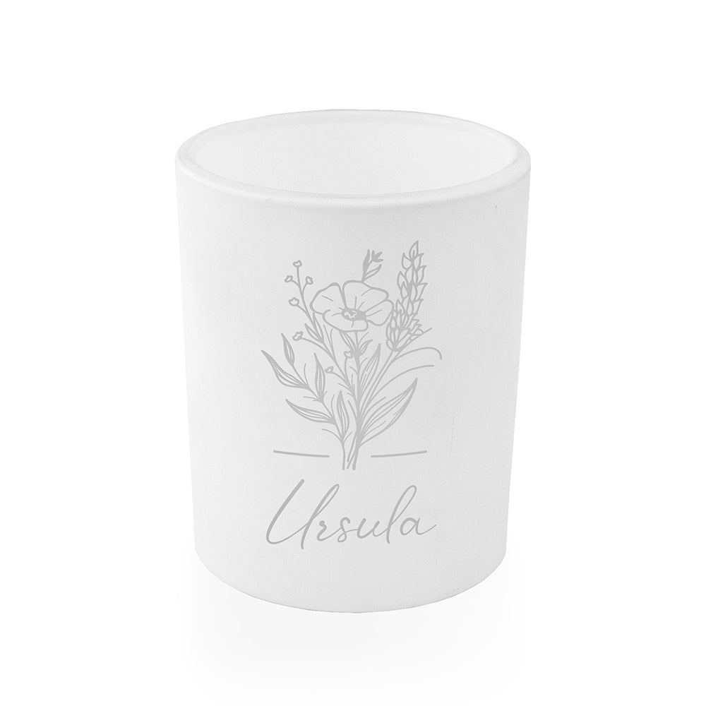 Personalised Name White Floral Candle Holder