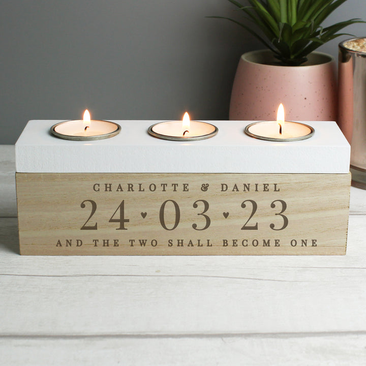 Personalised Significant Date Triple Tea Light Box