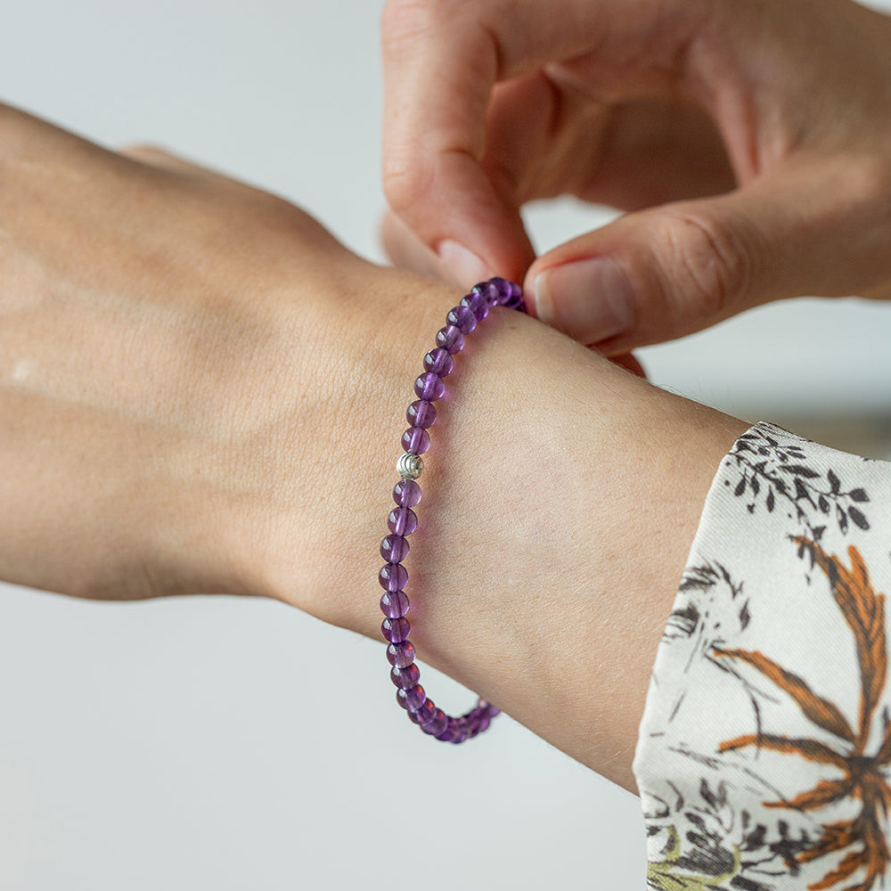 Amethyst Gemstone Bracelet 4mm February Birthstone