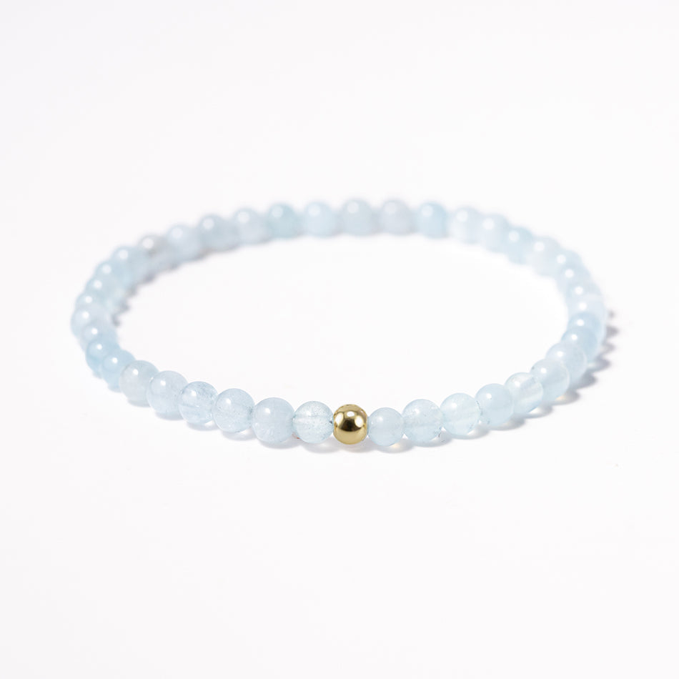 Aquamarine Gemstone Bracelet 4mm March Birthstone