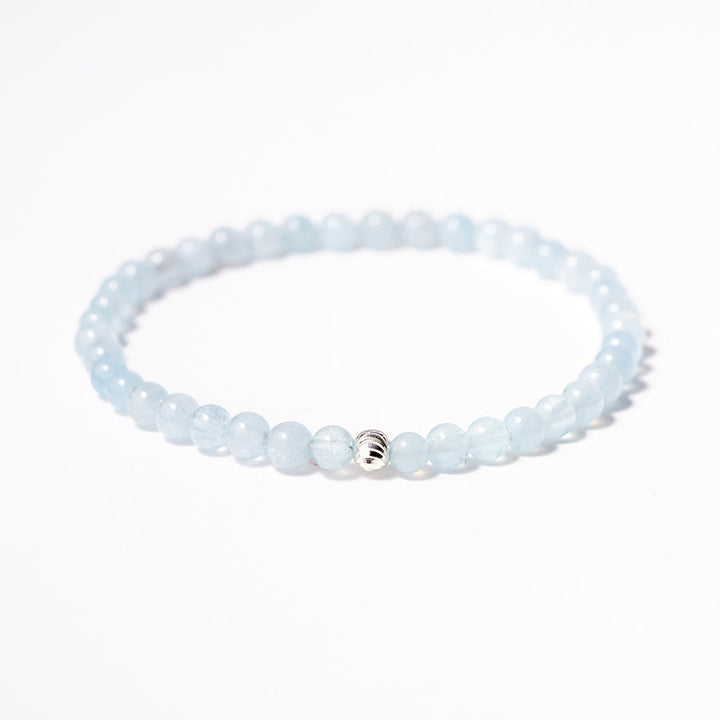 Aquamarine Gemstone Bracelet 4mm March Birthstone