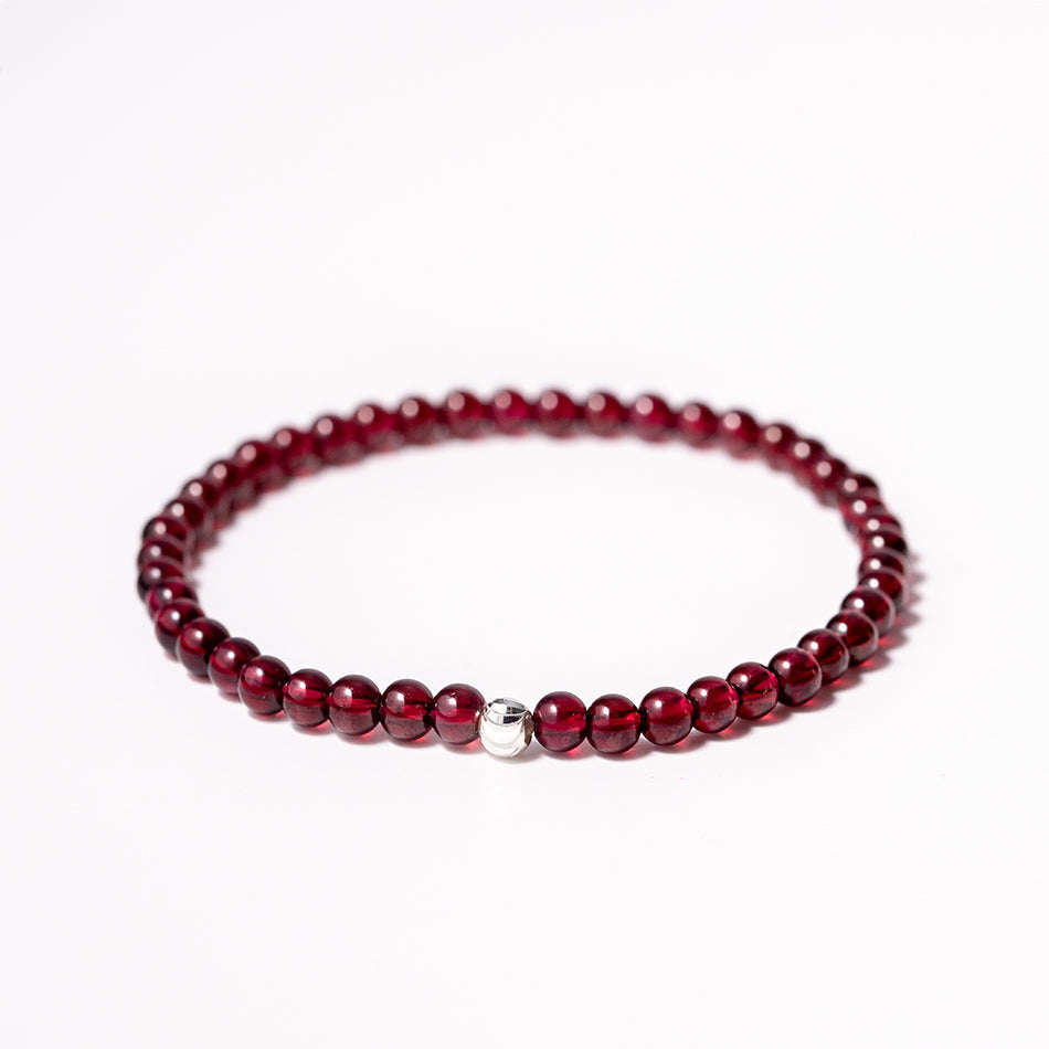 Garnet Gemstone Stone Bracelet 4mm