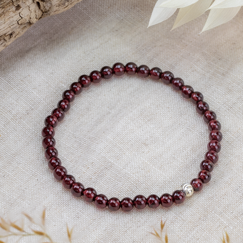 Gemstone Bracelets for Crystal Healing - Natural Garnet Beaded Bracelet