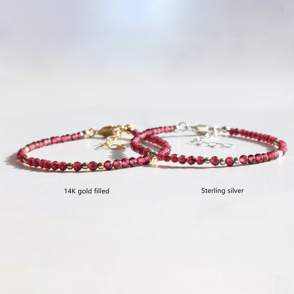 Garnet Dainty Bracelet for January Birthdays