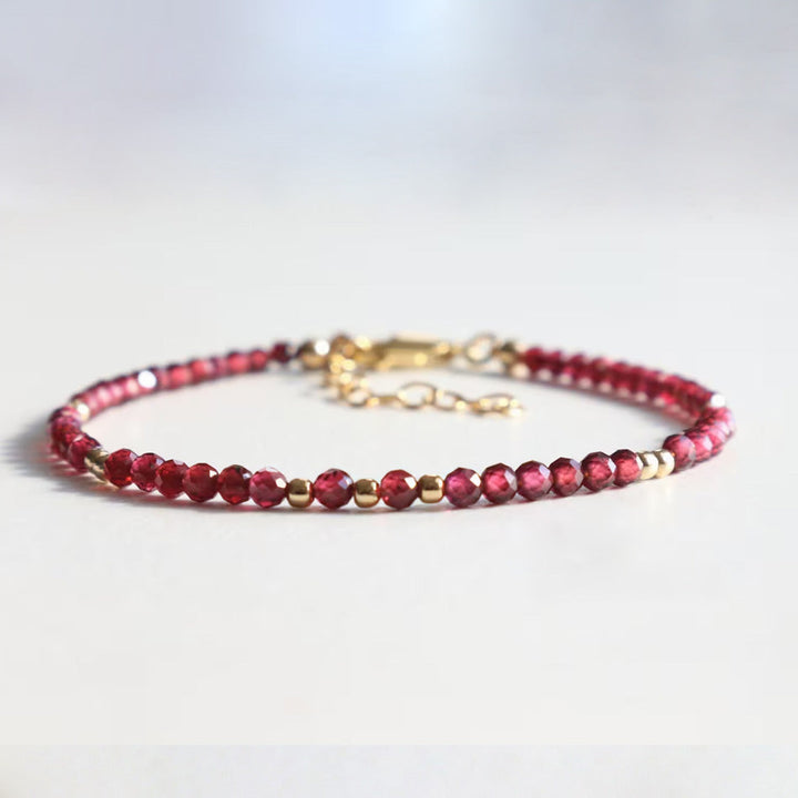 Garnet Dainty Bracelet for January Birthdays