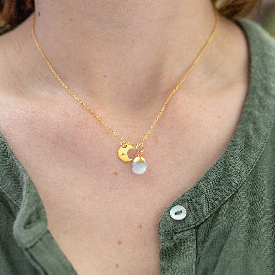 Moonstone Charm Necklace - June Birthstone