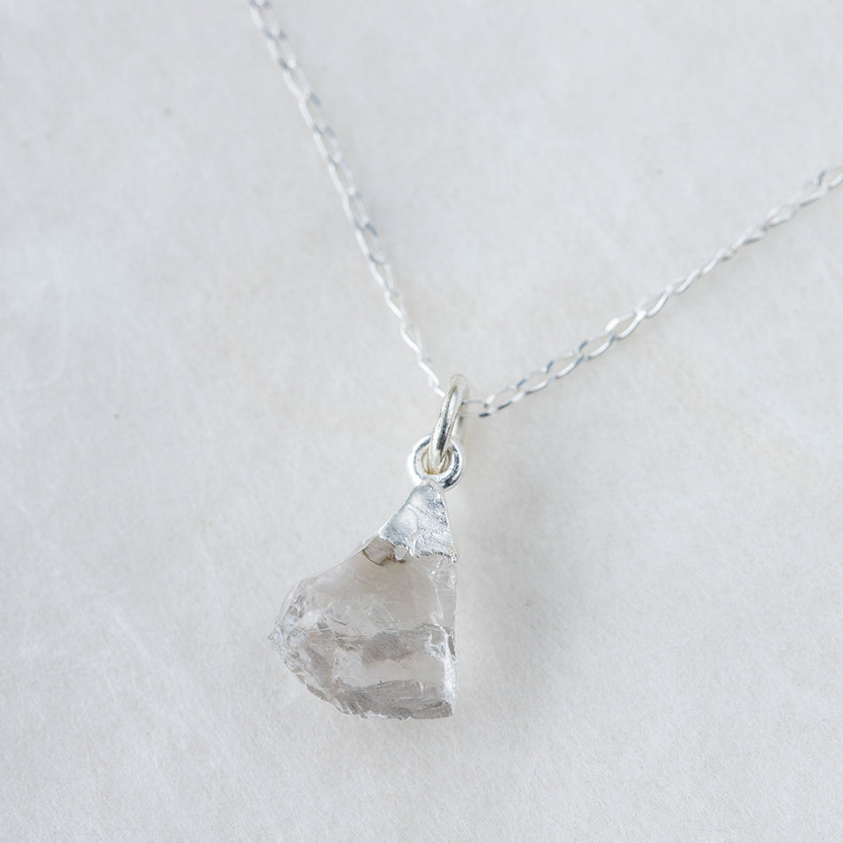 Raw Quartz Necklace Silver Dipped