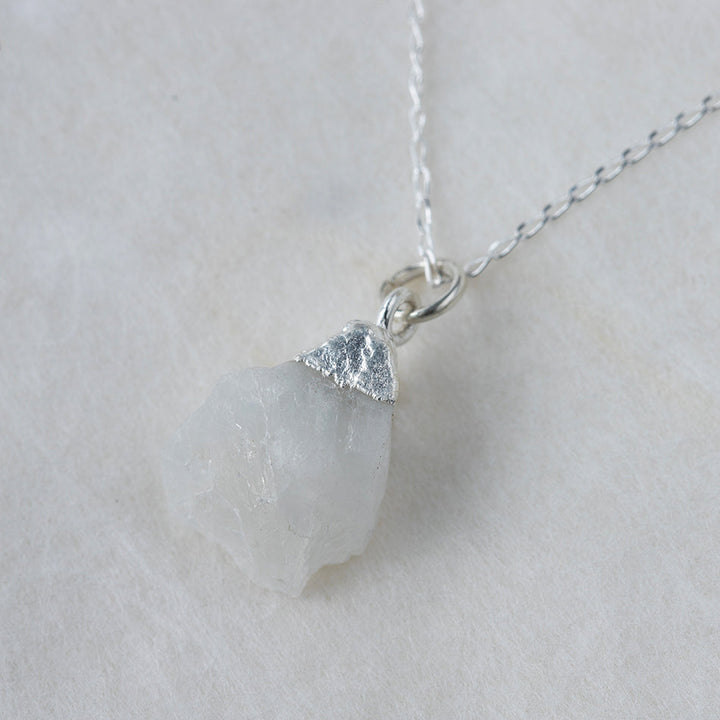 Raw Moonstone Necklace with Silver Dipped Pendant