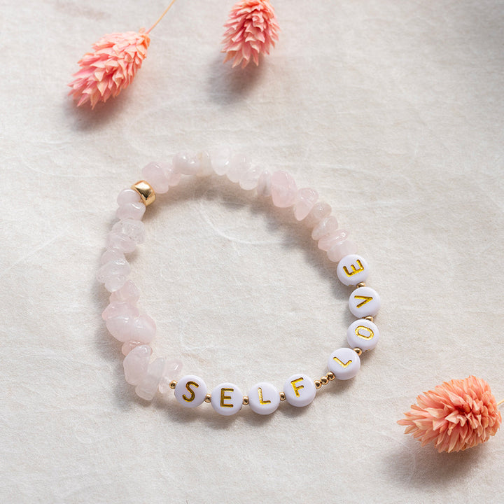 Rose Quartz Crystal Chip Bracelet Stone of Love